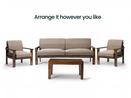 Athena Solid Wood Sofa Set with Coffee Table
